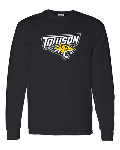 Towson University Tigers Logo Black Long Sleeve T-Shirt - Black