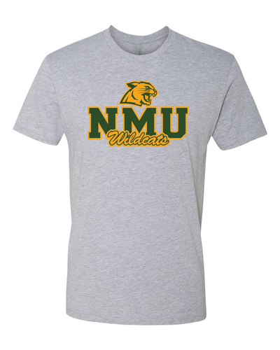 Premium Northern Michigan NMU Wildcats T-Shirt NMU Logo Apparel Mens/Womens T-Shirt - Heather Gray