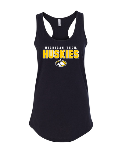 Michigan Tech Huskies Big Two Color Tank Top - Black