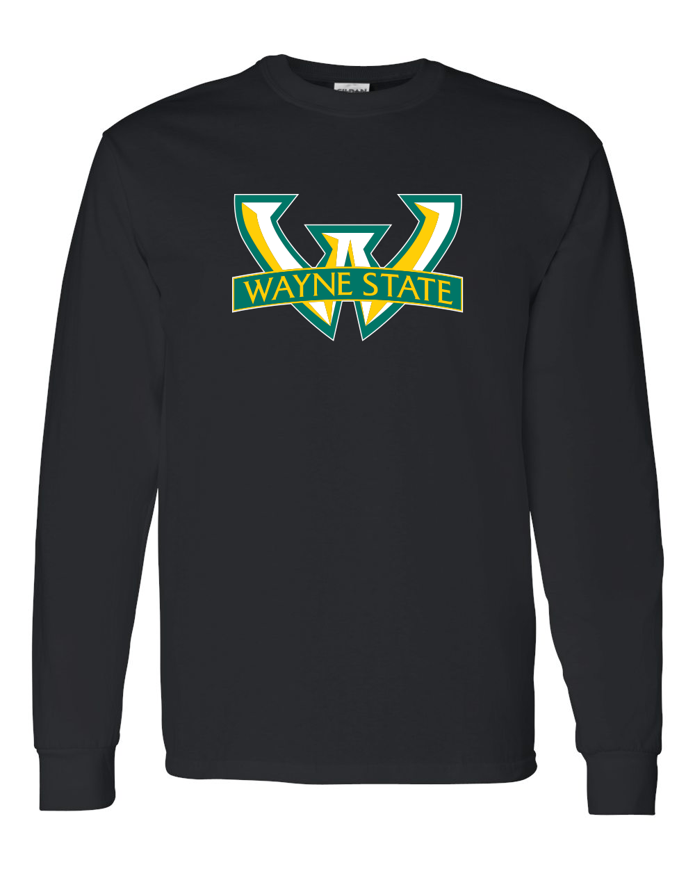 Wayne State University W Logo Long Sleeve - Black