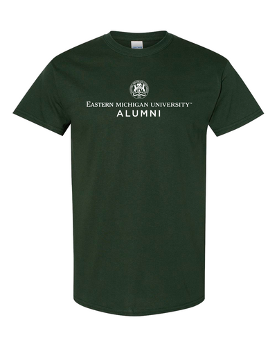 Eastern Michigan University Alumni T-Shirt | EMU Eagles Alum Logo Apparel Mens/Womens T-Shirt - Forest Green