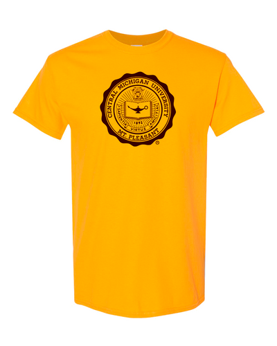 Central Michigan Circle Emblem T-Shirt | CMU Chippewas Pride Mens/Womens T-Shirt - Gold