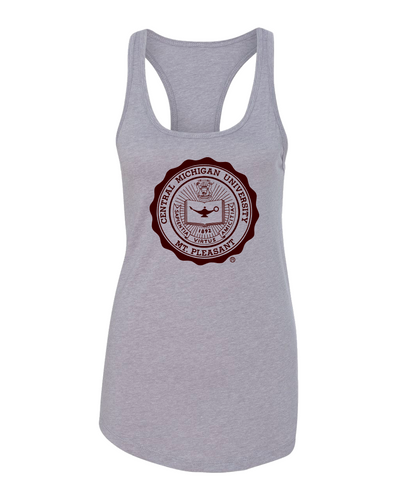 Central Michigan Circle Emblem Tank Top | CMU Chippewas Pride Womens Tank Top - Heather Grey