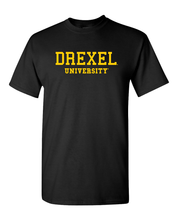 Load image into Gallery viewer, Drexel University Gold Text T-Shirt - Black
