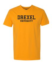 Load image into Gallery viewer, Drexel University Navy Text T-Shirt - Gold
