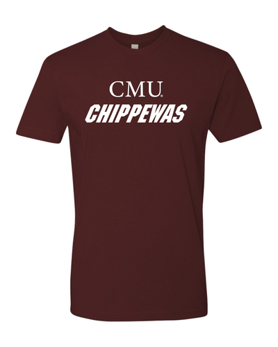 Premium CMU White Text Chippewas T-Shirt Central Michigan University Logo Apparel Mens/Womens T-Shirt - Maroon