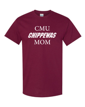 Load image into Gallery viewer, CMU White Text Chippewas MOM T-Shirt | Central Michigan University Parent Apparel Mens/Womens T-Shirt - Maroon
