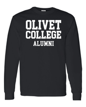Load image into Gallery viewer, Olivet College Alumni Stacked White Text Long Sleeve - Black
