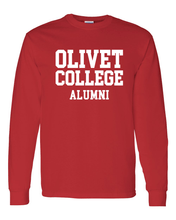 Load image into Gallery viewer, Olivet College Alumni Stacked White Text Long Sleeve - Red
