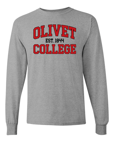 Olivet College Established 1844 Two Color Long Sleeve - Sport Grey