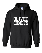 Load image into Gallery viewer, Olivet College Comets White Text Hooded Sweatshirt - Black
