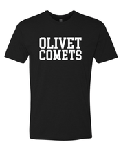 Load image into Gallery viewer, Olivet College Comets White Text T-Shirt - Black
