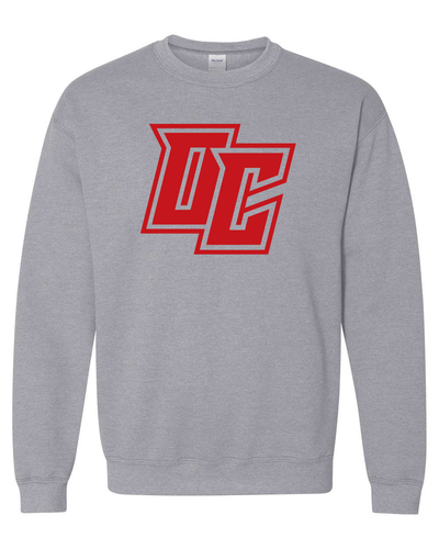 Olivet College Red OC Crewneck Sweatshirt - Sport Grey