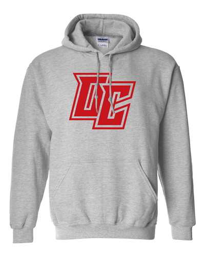 Premium Olivet College Red OC Hooded Sweatshirt - Sport Grey