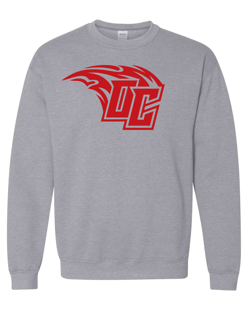 Olivet College Red OC Comet Crewneck Sweatshirt - Sport Grey