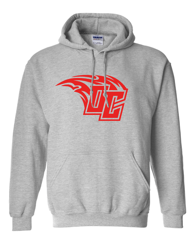 Premium Olivet College Red OC Comet Hooded Sweatshirt - Sport Grey