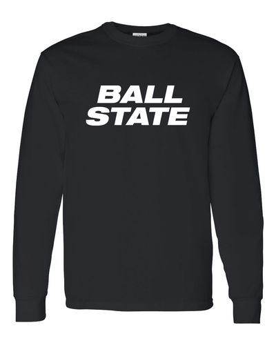 Ball State University Block Letters One Color Long Sleeve - Black