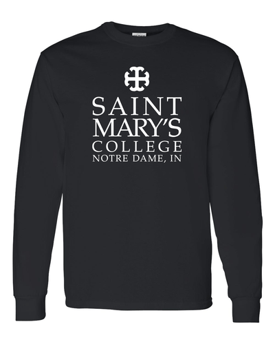 Saint Mary's College One Color White Stacked Text Long Sleeve - Black