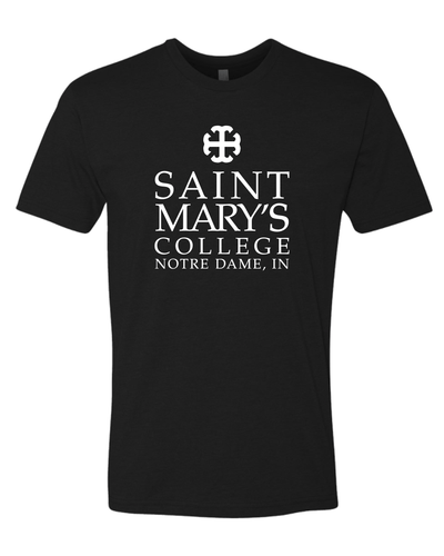 Saint Mary's College One Color White Stacked Text T-Shirt - Black