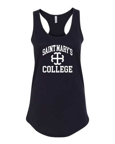 Saint Mary's College White Logo Ladies Tank Top - Black