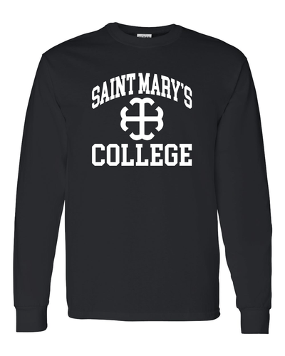 Saint Mary's College White Logo Long Sleeve - Black