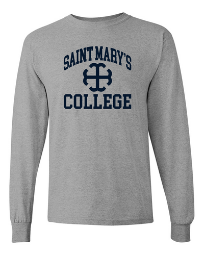 Saint Mary's College Navy Logo Long Sleeve - Sport Grey