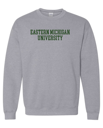 Eastern Michigan University Distressed Crewneck Sweatshirt - Sport Grey