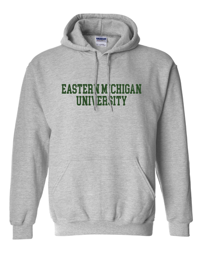 Eastern Michigan University Distressed Hooded Sweatshirt - Sport Grey