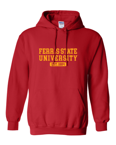 Ferris State University EST One Color Hooded Sweatshirt - Red