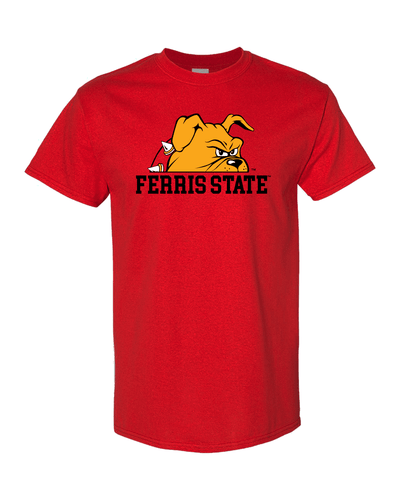 Ferris State Bulldog Half Head Two Color T-Shirt - Red