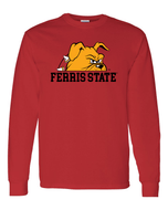 Ferris State Bulldog Half Head Two Color Long Sleeve - Red