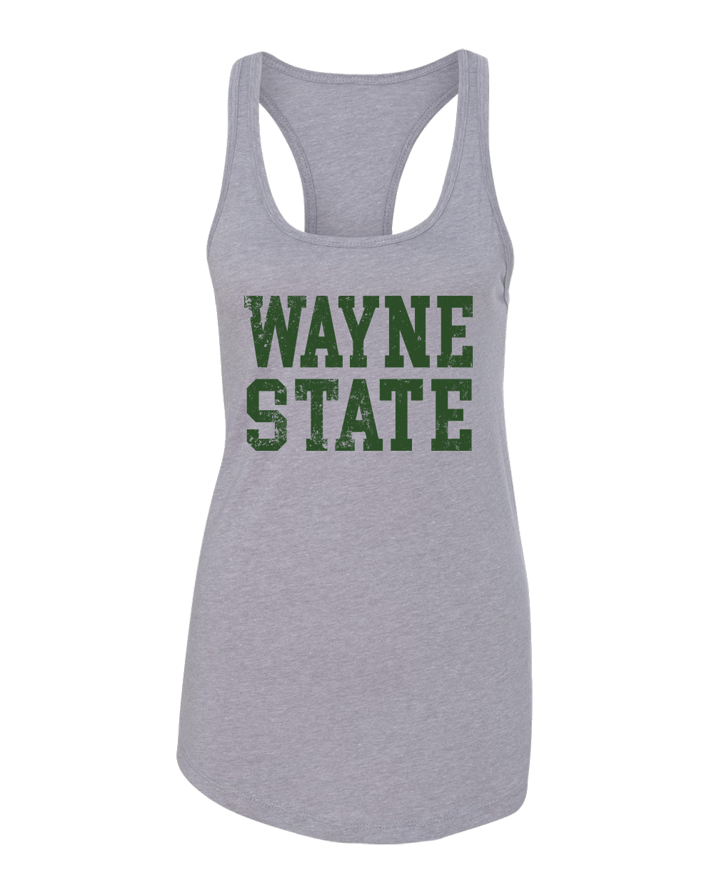 Wayne State Text Distressed Tank Top - Heather Grey