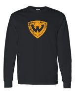 Wayne State Distressed Shield Logo Long Sleeve - Black
