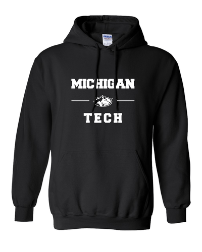 Michigan Tech Stacked One Color Hooded Sweatshirt - Black