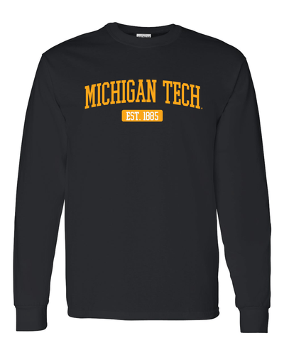 Michigan Tech EST Two Color Long Sleeve - Black