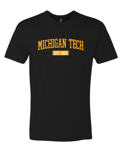 Michigan Tech EST Two Color T-Shirt Exclusive Soft Shirt - Black