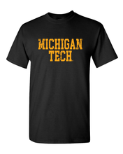 Load image into Gallery viewer, Michigan Tech Distressed One Color T-Shirt - Black
