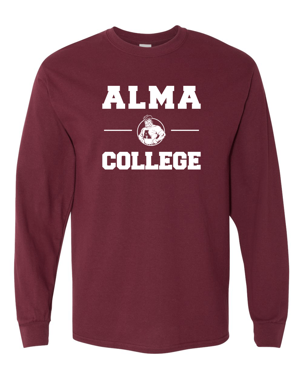 Alma College Scots Stacked One Color Long Sleeve - Maroon