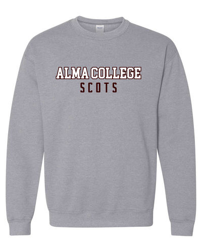 Alma College Scots Two Color Crewneck Sweatshirt - Sport Grey