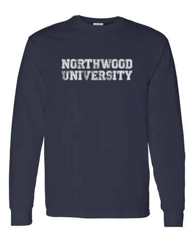 Northwood University Block Distressed Long Sleeve - Navy