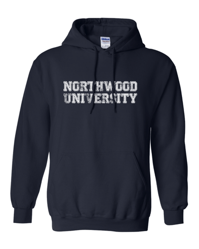 Northwood University Block Distressed Hooded Sweatshirt - Navy