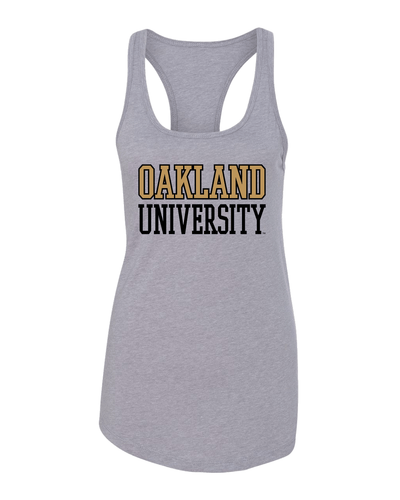 Oakland University Text Two Color Tank Top - Heather Grey