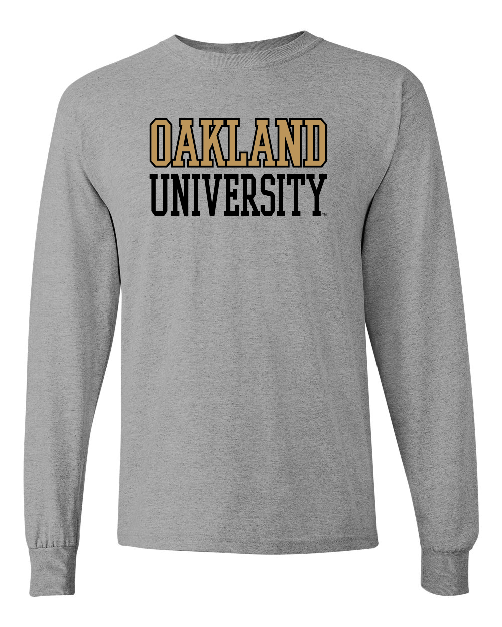 Oakland University Text Two Color Long Sleeve - Sport Grey