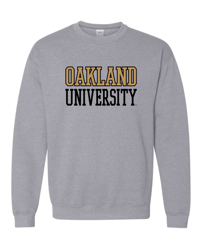 Oakland University Text Two Color Crewneck Sweatshirt - Sport Grey