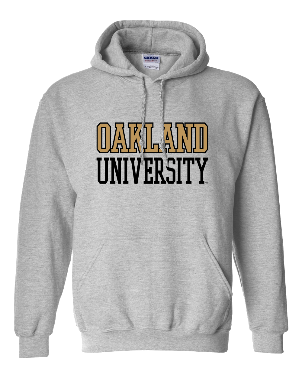 Oakland University Text Two Color Hooded Sweatshirt - Sport Grey