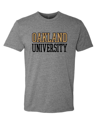 Oakland University Text Two Color Exclusive Soft Shirt - Heather Gray