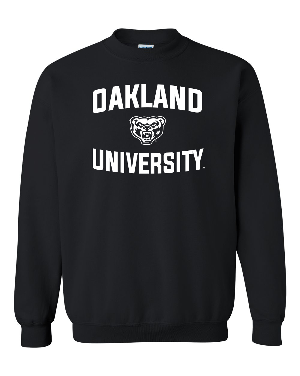 Oakland University Stacked One Color Crweneck Sweatshirt - Black