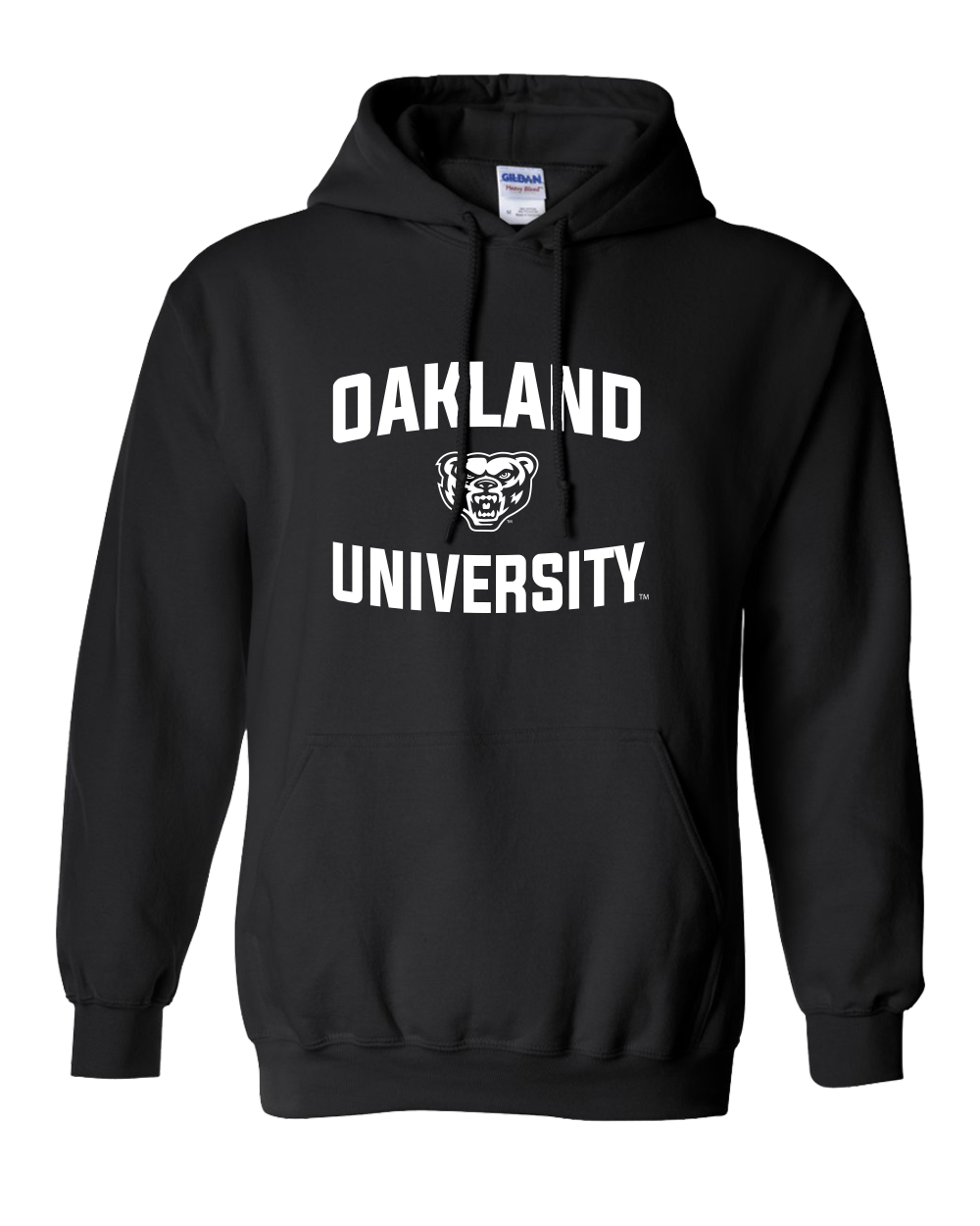 Oakland University Stacked One Color Hooded Sweatshirt - Black