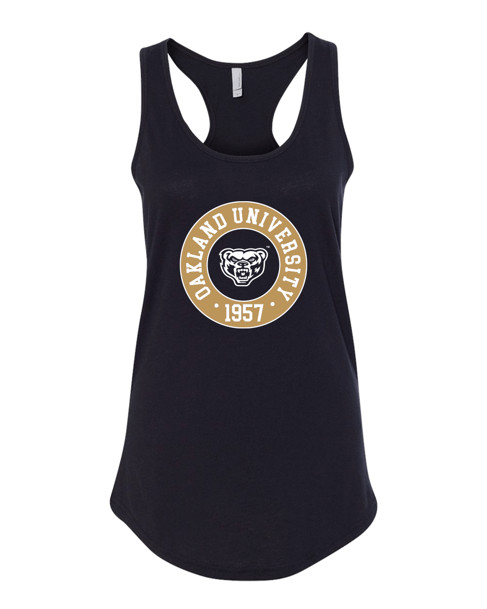 Oakland University Circle Two Color Tank Top - Black