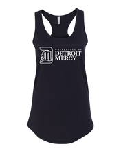 Load image into Gallery viewer, Detroit Mercy DM Text One Color Ladies Tank Top - Black
